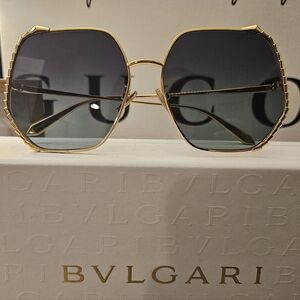 NEW Bvlgari Serpentine Gold Sunglasses w/ Teal Gradient Lens